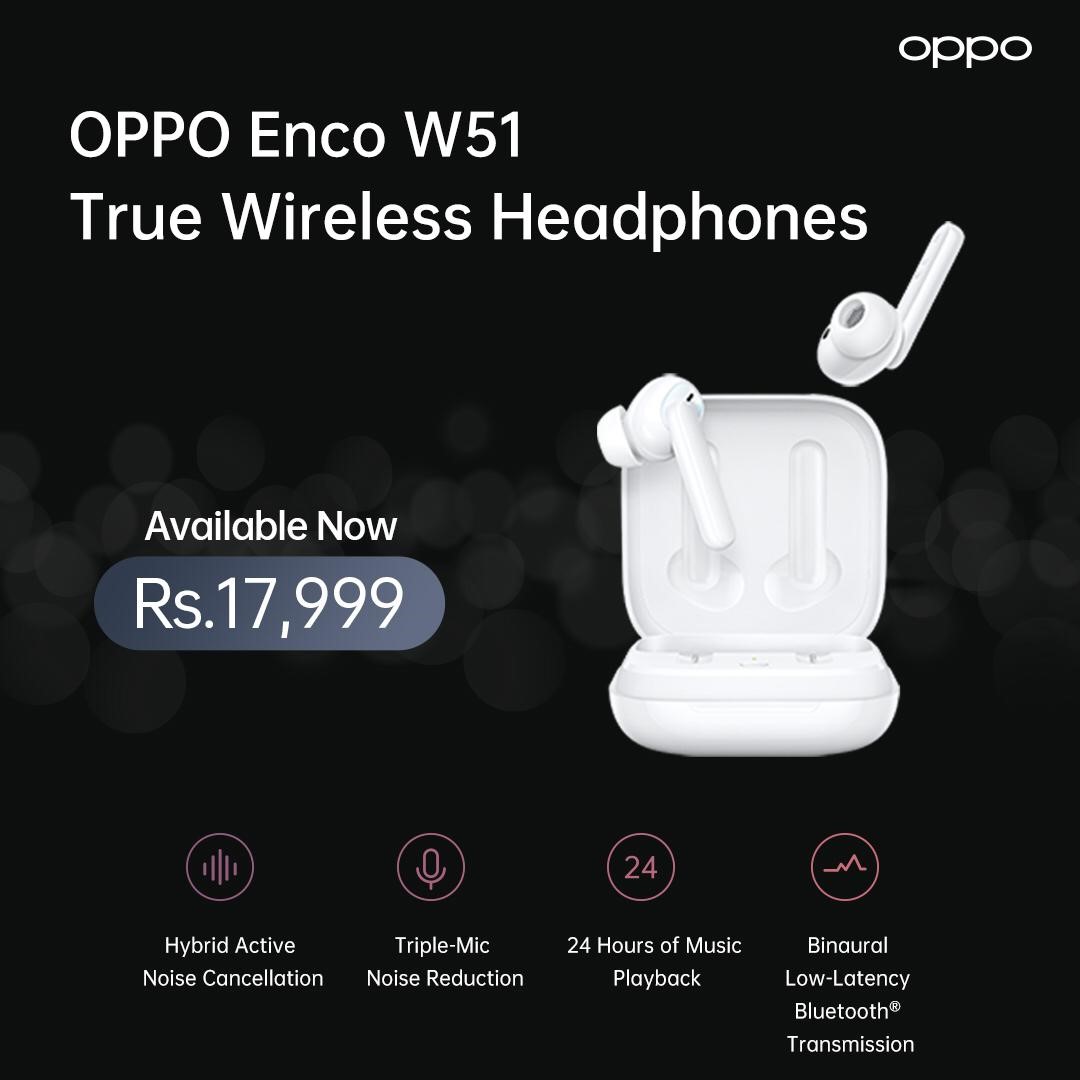 Oppo enco w51 is a true wireless earbuds featuring bluetooth 5.0 & anc outlet active noise cancellation